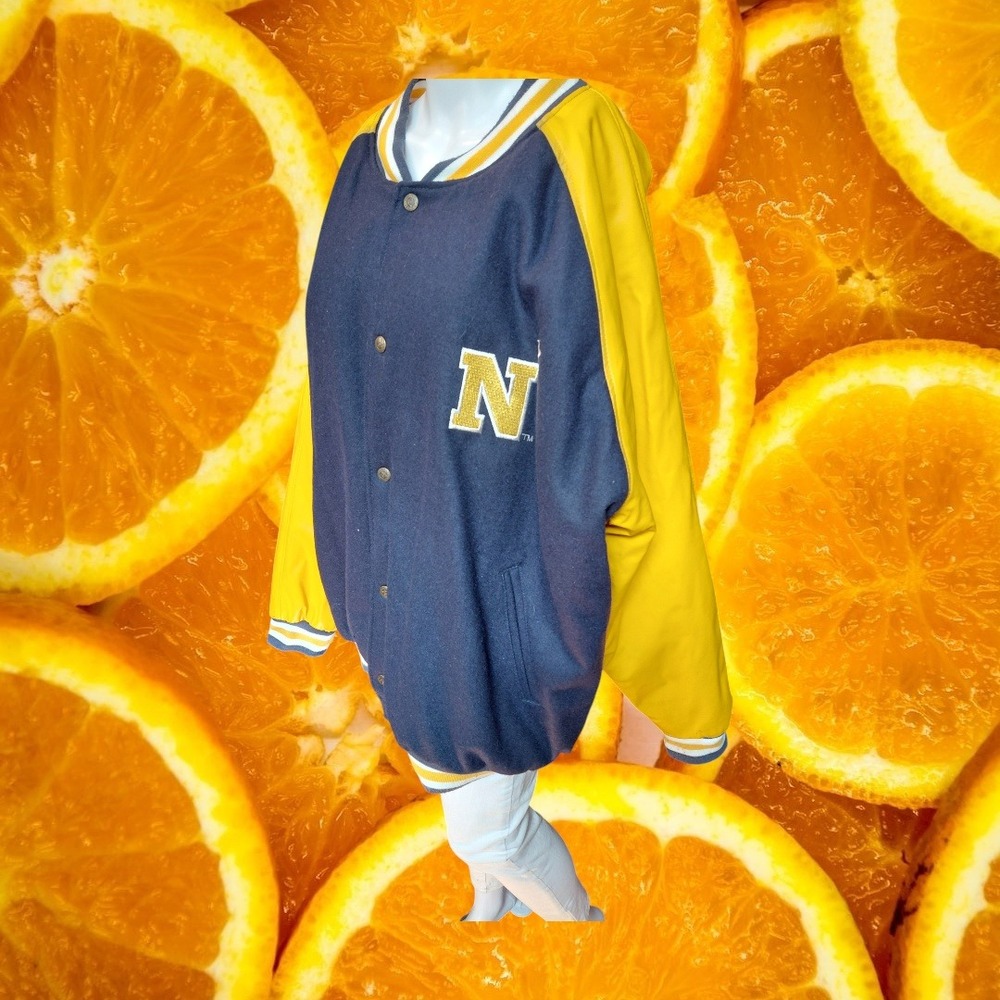 Steve & Barrys US Navy Midshipmen Varsity Jacket XXL Blue Yellow Bill the Goat